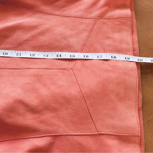 REISS Suede Leather Moto Jacket In Salmon - Picture 13 of 16